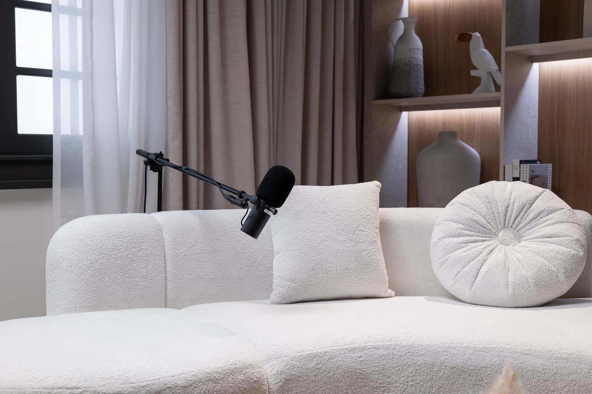 Canvas Set – Bright Minimalist Podcast Studio with Natural Light & Designer Furniture - Podcast Space in Dubai