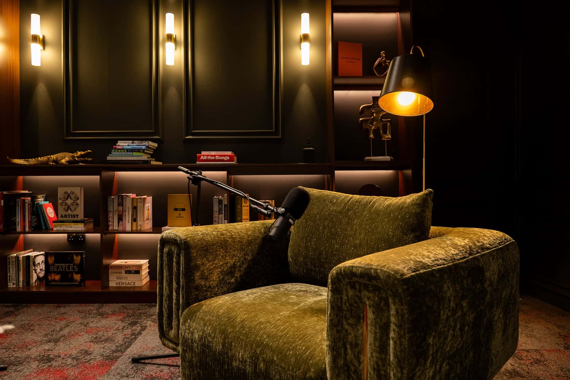 Ember Set – Luxurious Podcast Studio with Velvet Lounge & Professional Equipment - Podcast Space in Dubai